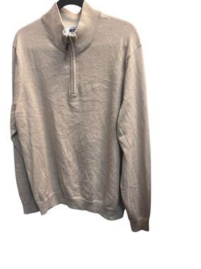JOSEPH ABBOUD PIMA COTTON Men’s Quarter Zip Sweater Size XXL Tan Quiet Luxury